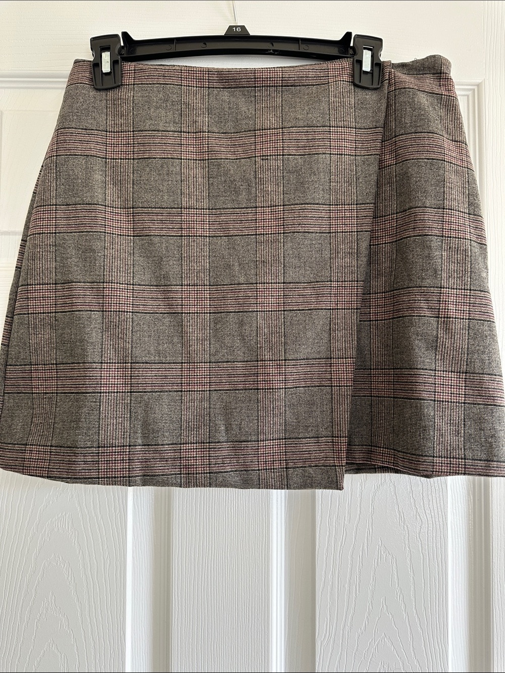 Plaid Mini Skirt with Pink Accent - Women Skirts